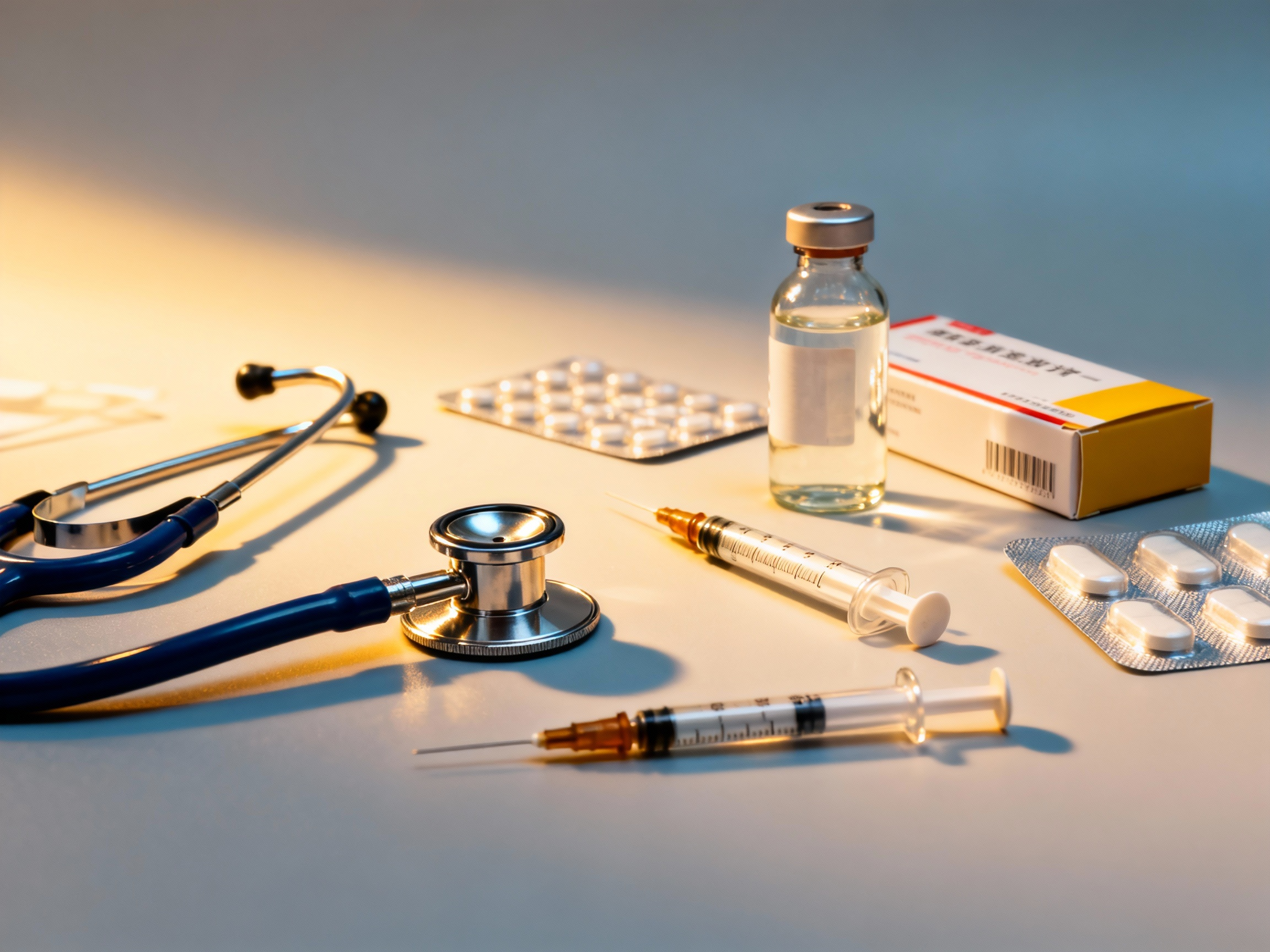 jimeng 2025 12 25 7557 生成一张医疗器械和医药商品的图，更丰富好看一些，不要像商品展示图，写实有构图的照...